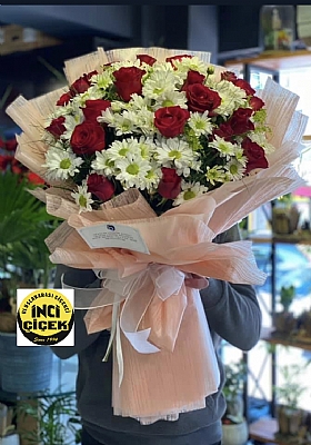 Papatya ve gl buketi